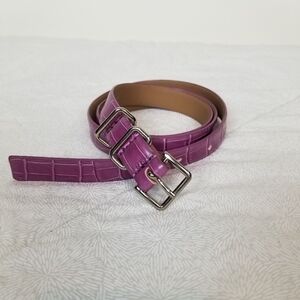Croc embossed lavender purple faux leather belt  silver buckle fairy coquette M